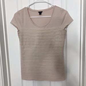 Ann Taylor Light Pink Ruffle Texture Blouse Shirt